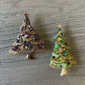 Vintage Christmas tree brooches